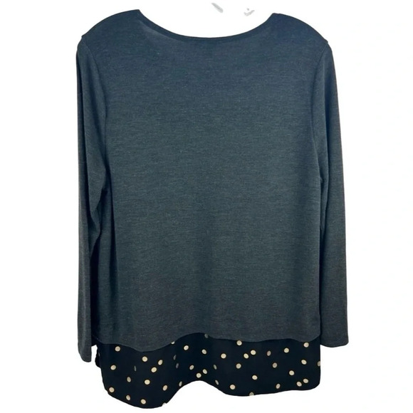 J.Crew Women's Gray Polka Dot Hem Long Sleeve Blouse Size L Casual Fall … - Picture 6 of 9